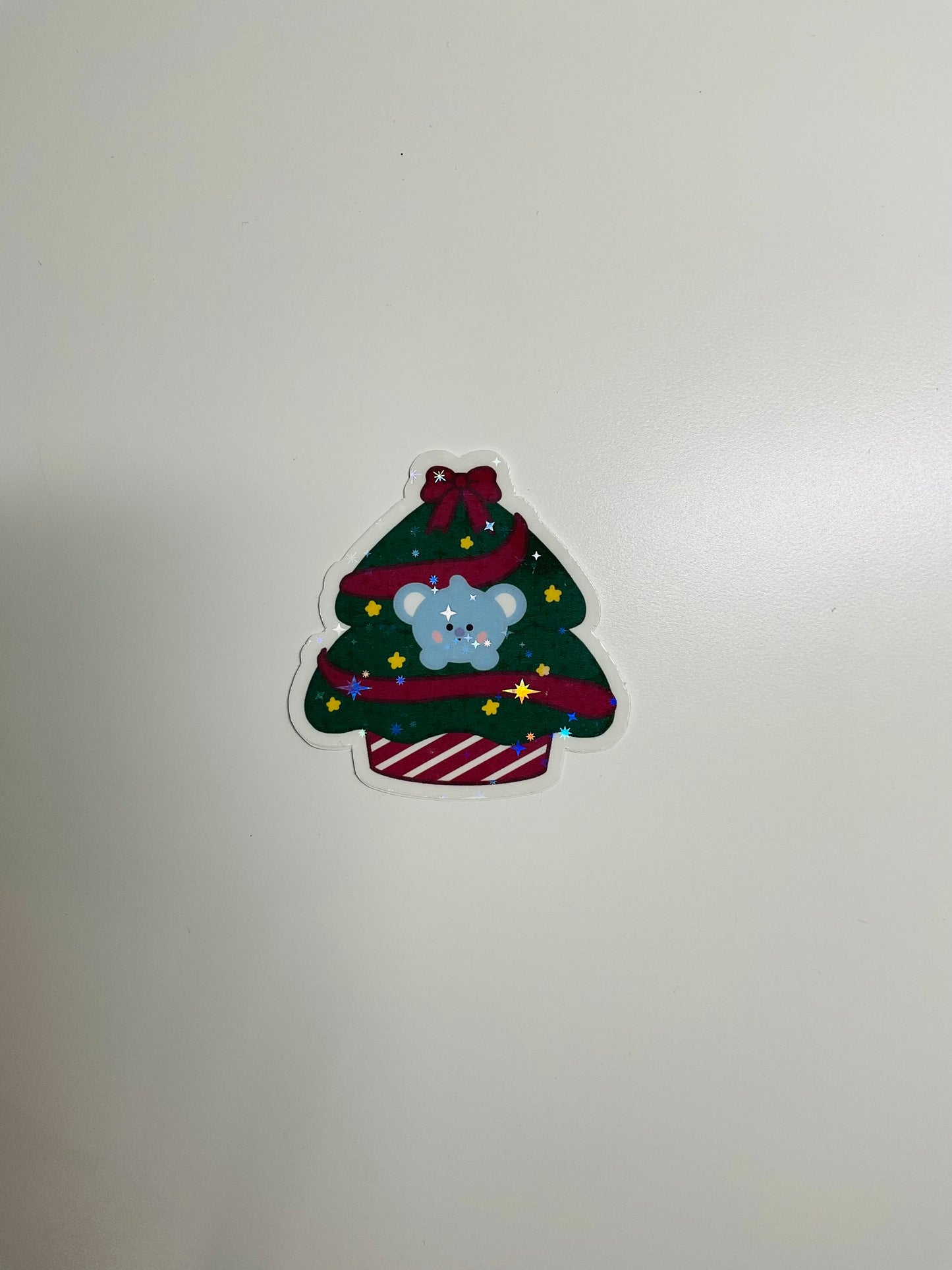 BT21 Christmas Tree Themed Holographic Sticker