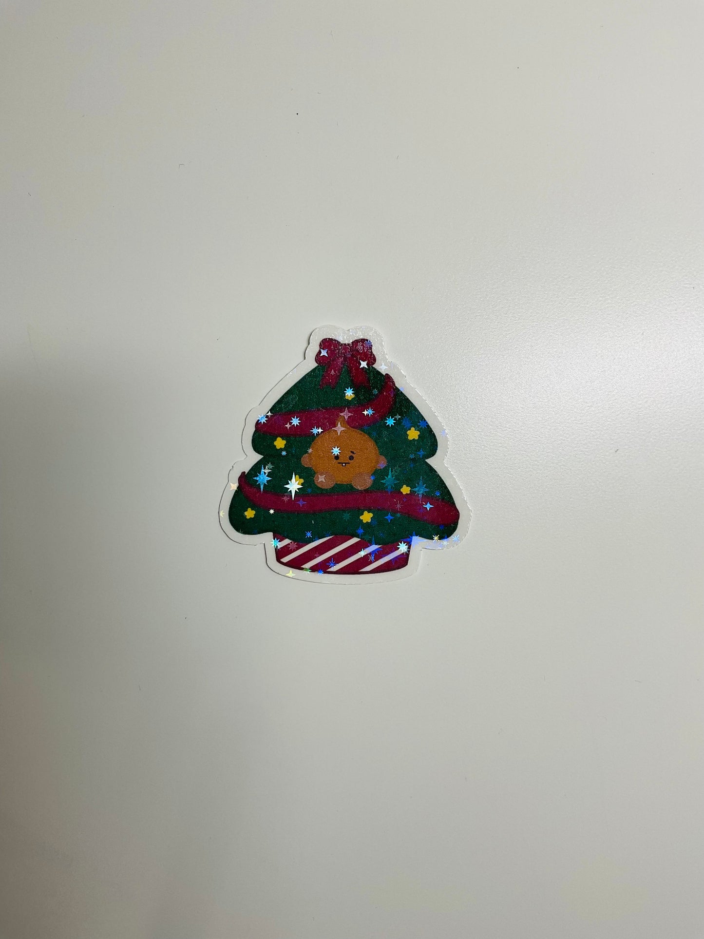 BT21 Christmas Tree Themed Holographic Sticker