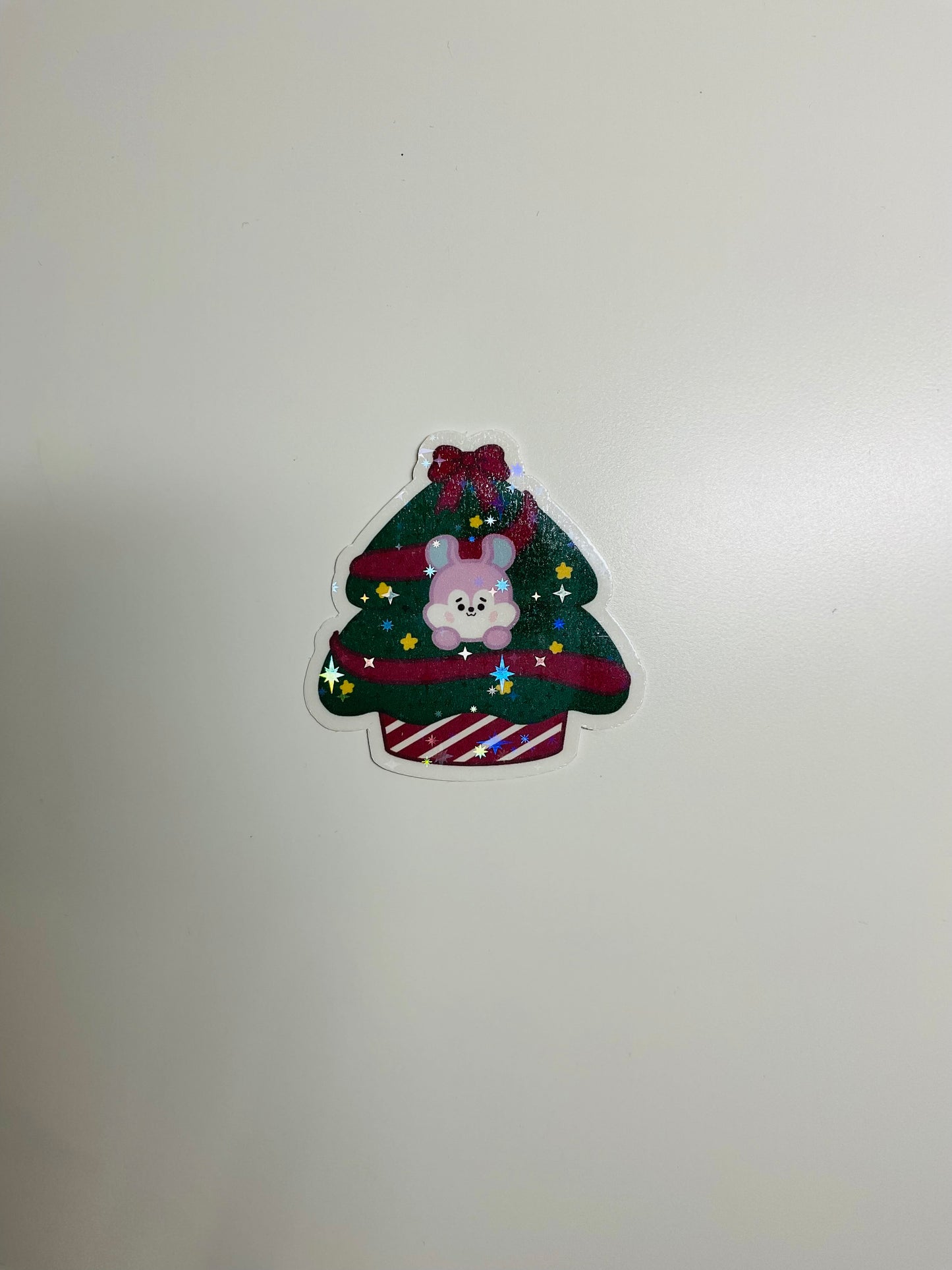 BT21 Christmas Tree Themed Holographic Sticker