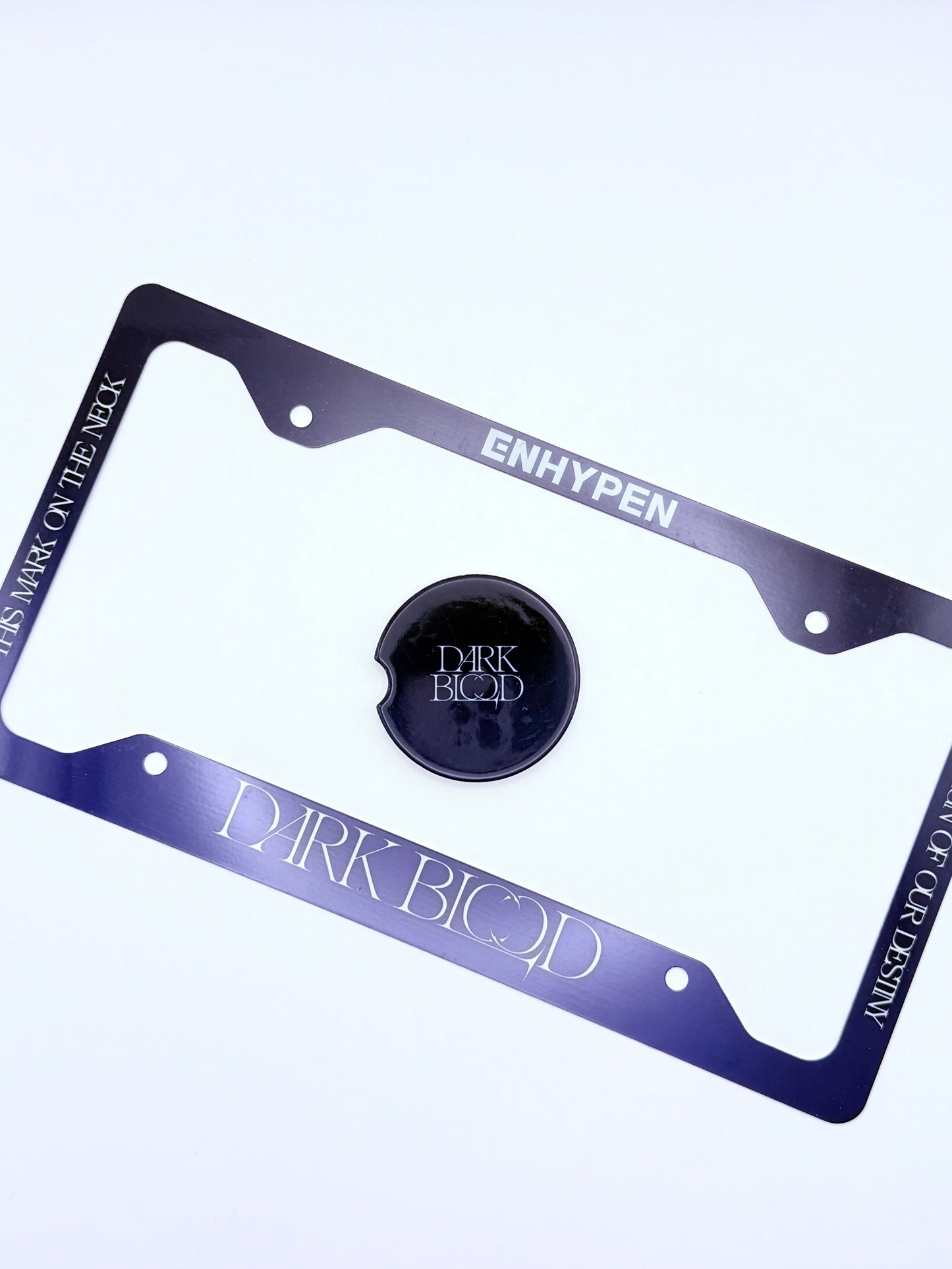 ENHYPEN Dark Blood Inspired License Plate Frame & Car Coaster Bundle