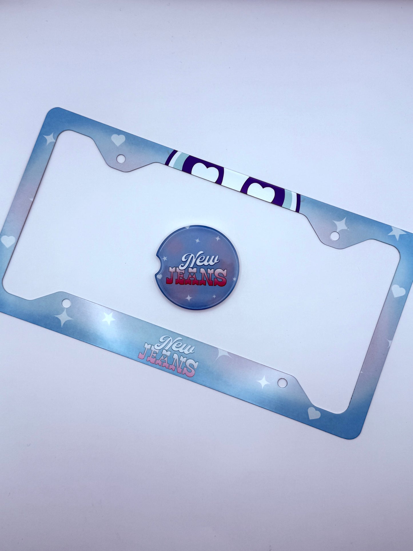 NewJeans x Powerpuff Girls Get Up Themed License Plate Frame & Car Coaster Bundle