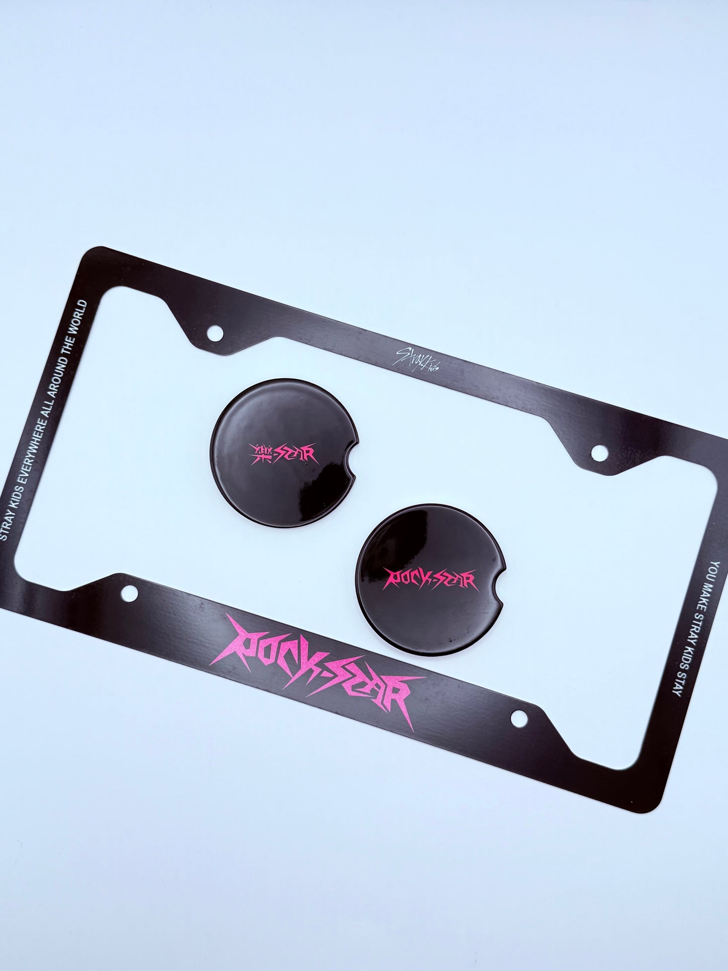 Stray Kids Rockstar Inspired License Plate Frame & Car Coaster Bundle