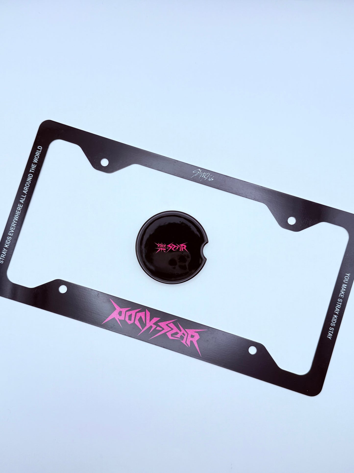 Stray Kids Rockstar Inspired License Plate Frame & Car Coaster Bundle