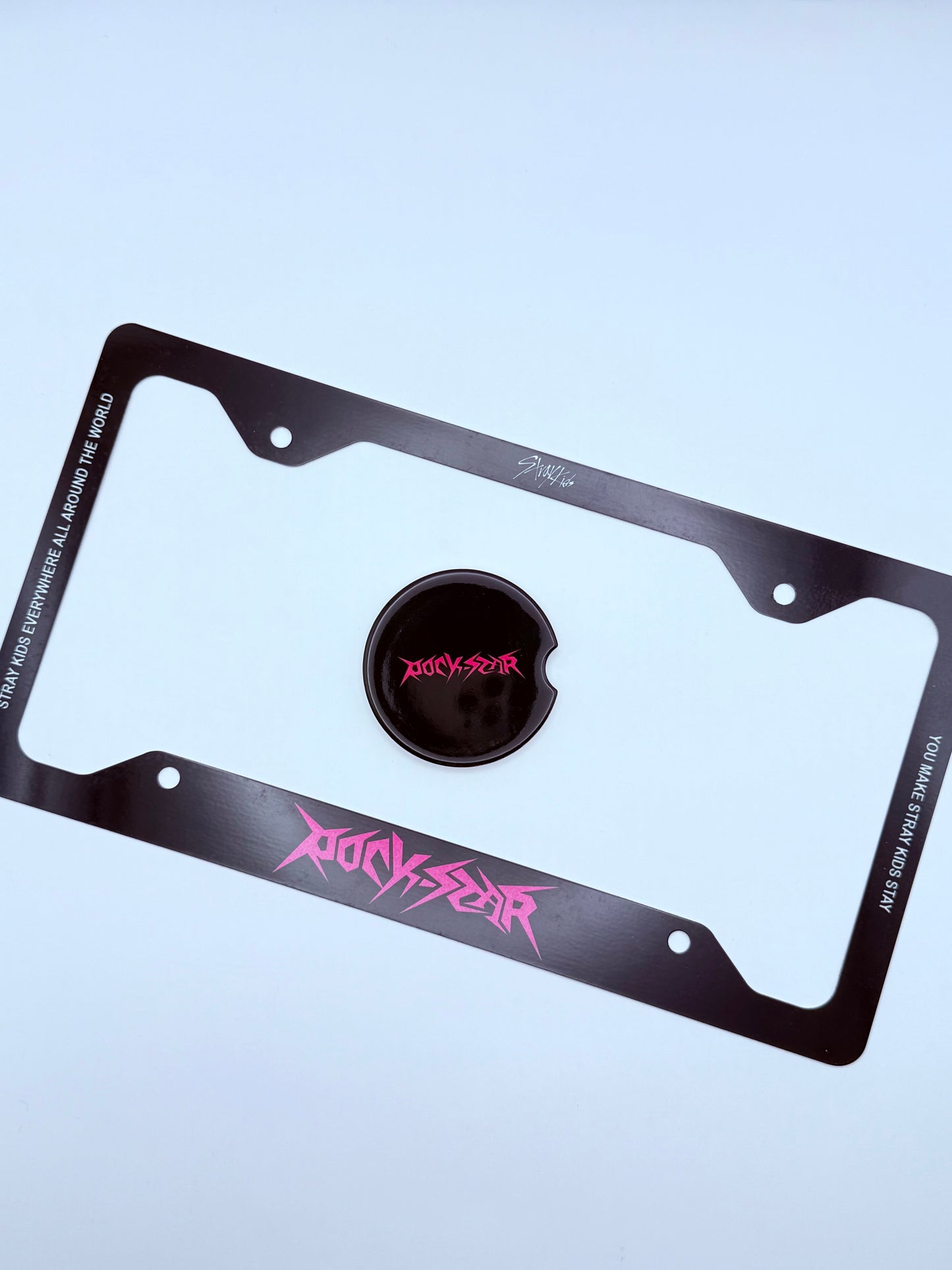 Stray Kids Rockstar Inspired License Plate Frame & Car Coaster Bundle