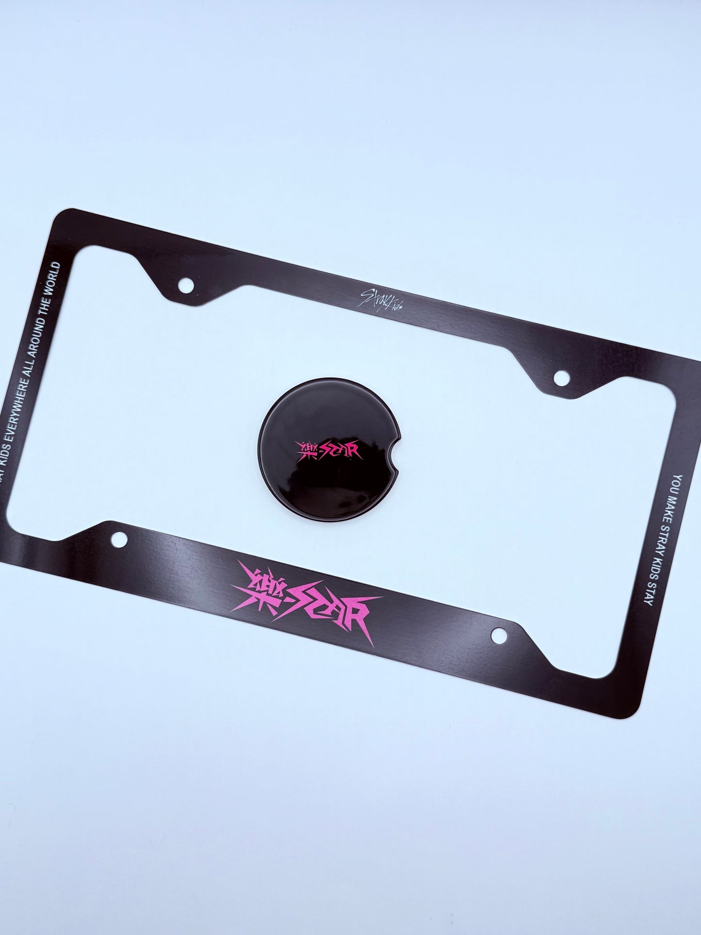 Stray Kids Rockstar Inspired License Plate Frame & Car Coaster Bundle