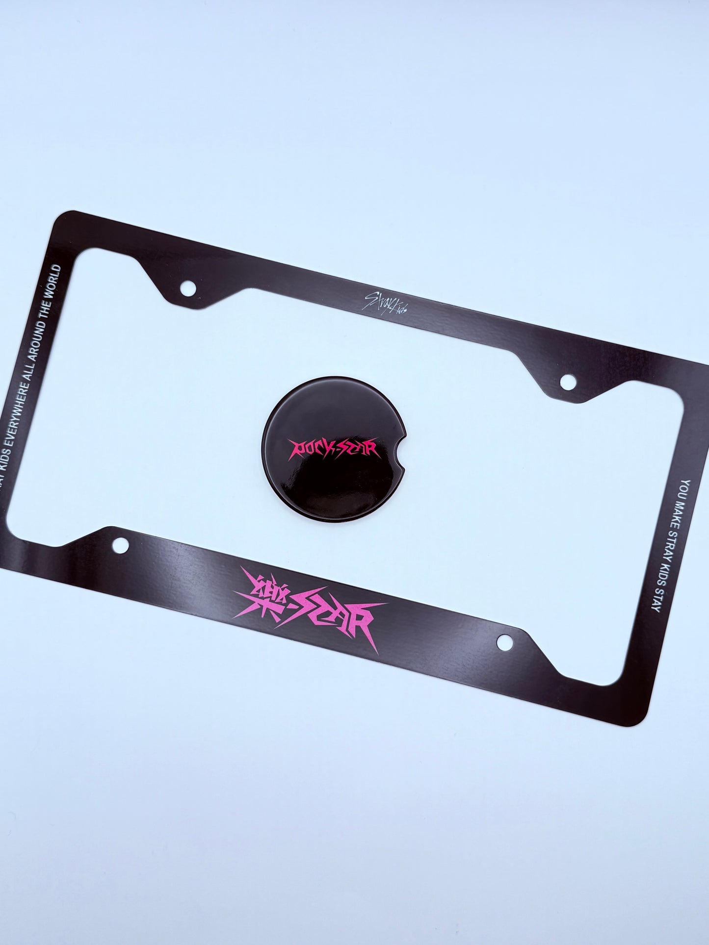 Stray Kids Rockstar Inspired License Plate Frame & Car Coaster Bundle
