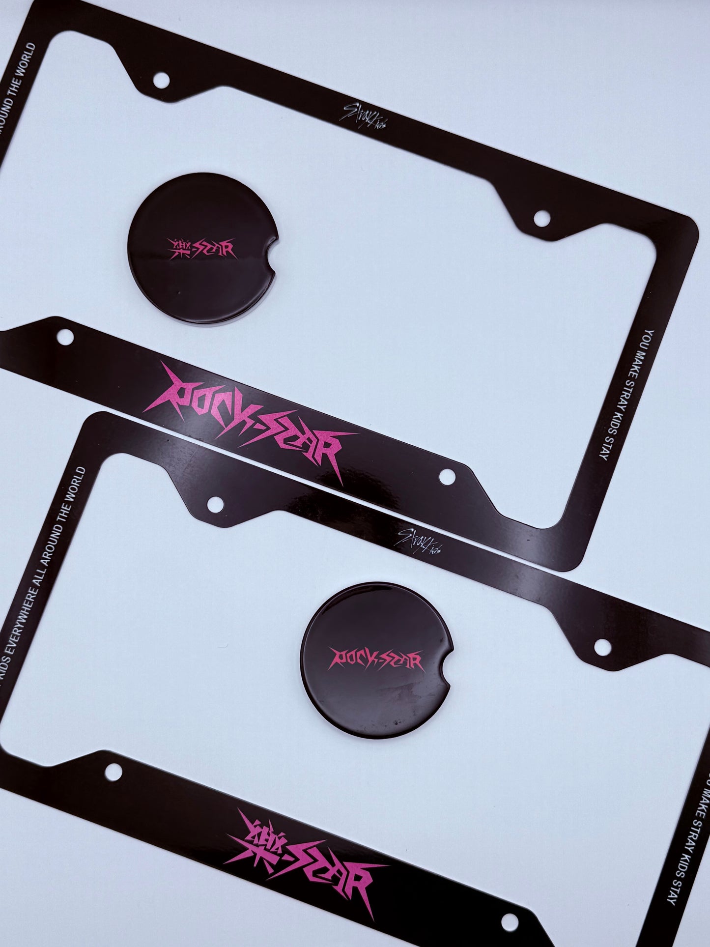 Stray Kids Rockstar Inspired License Plate Frame & Car Coaster Bundle