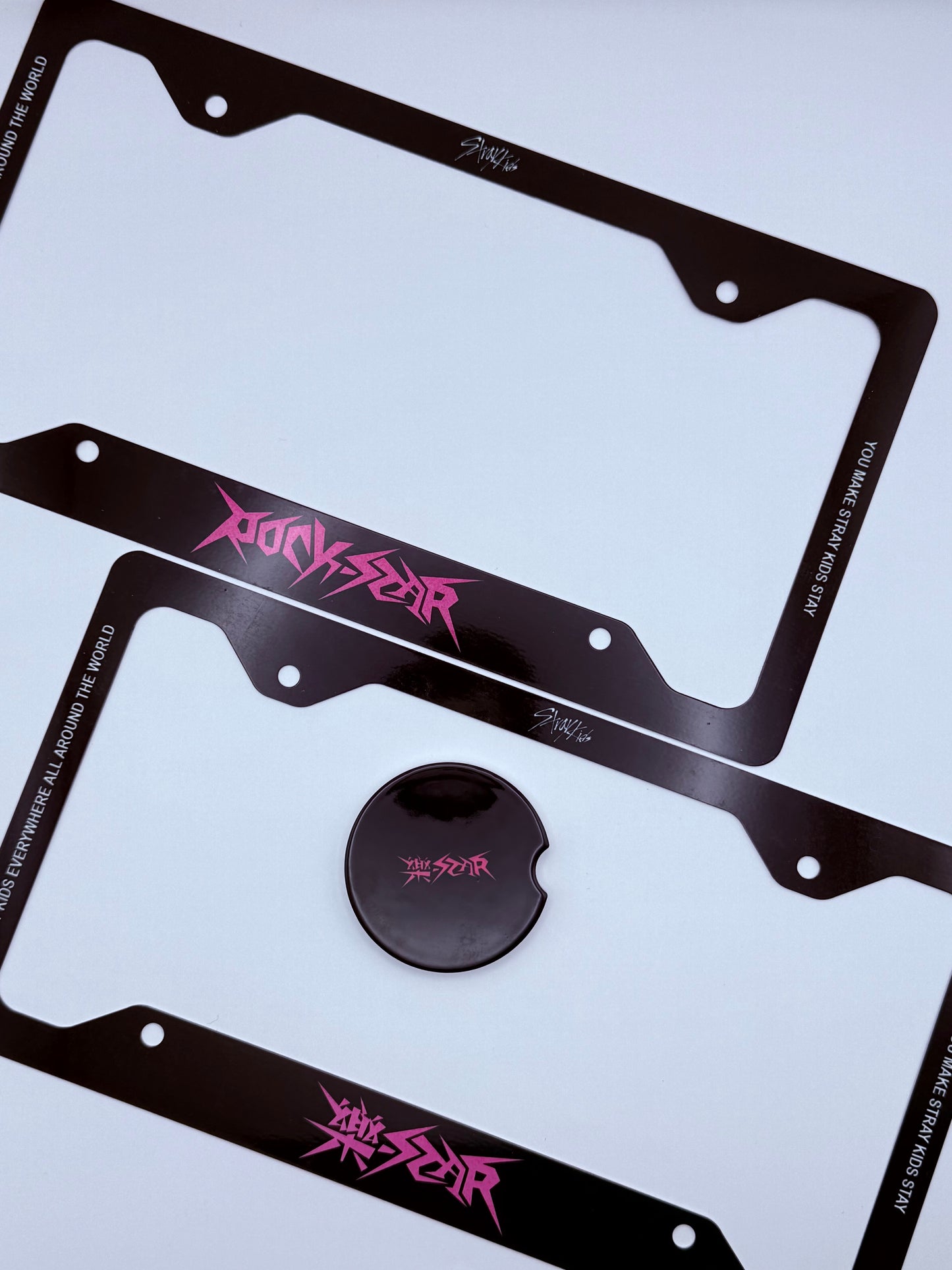 Stray Kids Rockstar Inspired License Plate Frame & Car Coaster Bundle