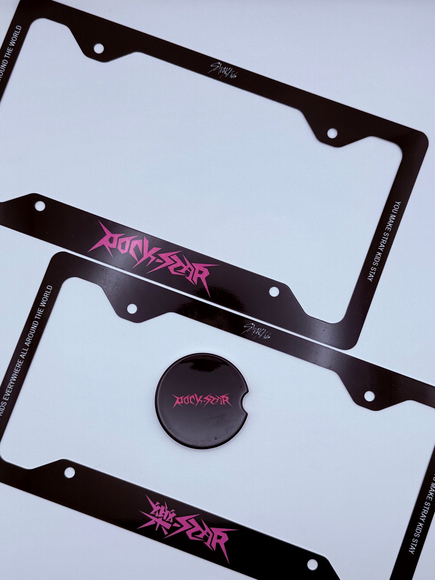 Stray Kids Rockstar Inspired License Plate Frame & Car Coaster Bundle