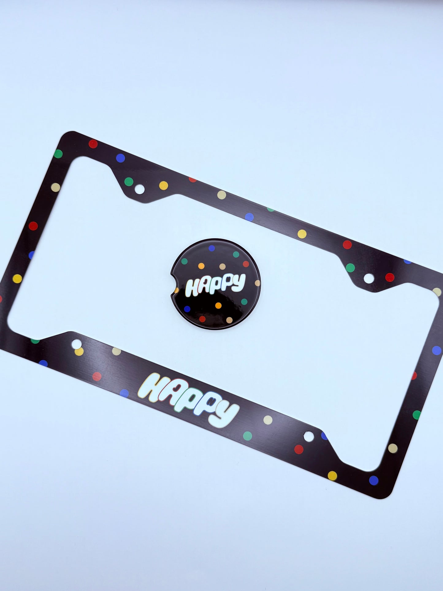 BTS Jin Happy Inspired License Plate Frame & Car Coaster Bundle