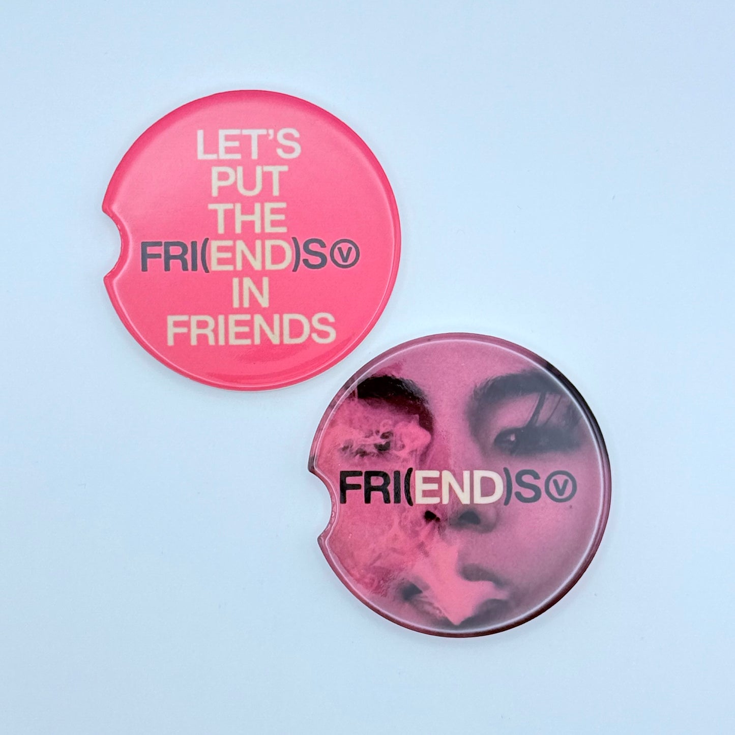 BTS V/Taehyung FRI(END)S Inspired License Plate Frame & Car Coaster Bundle