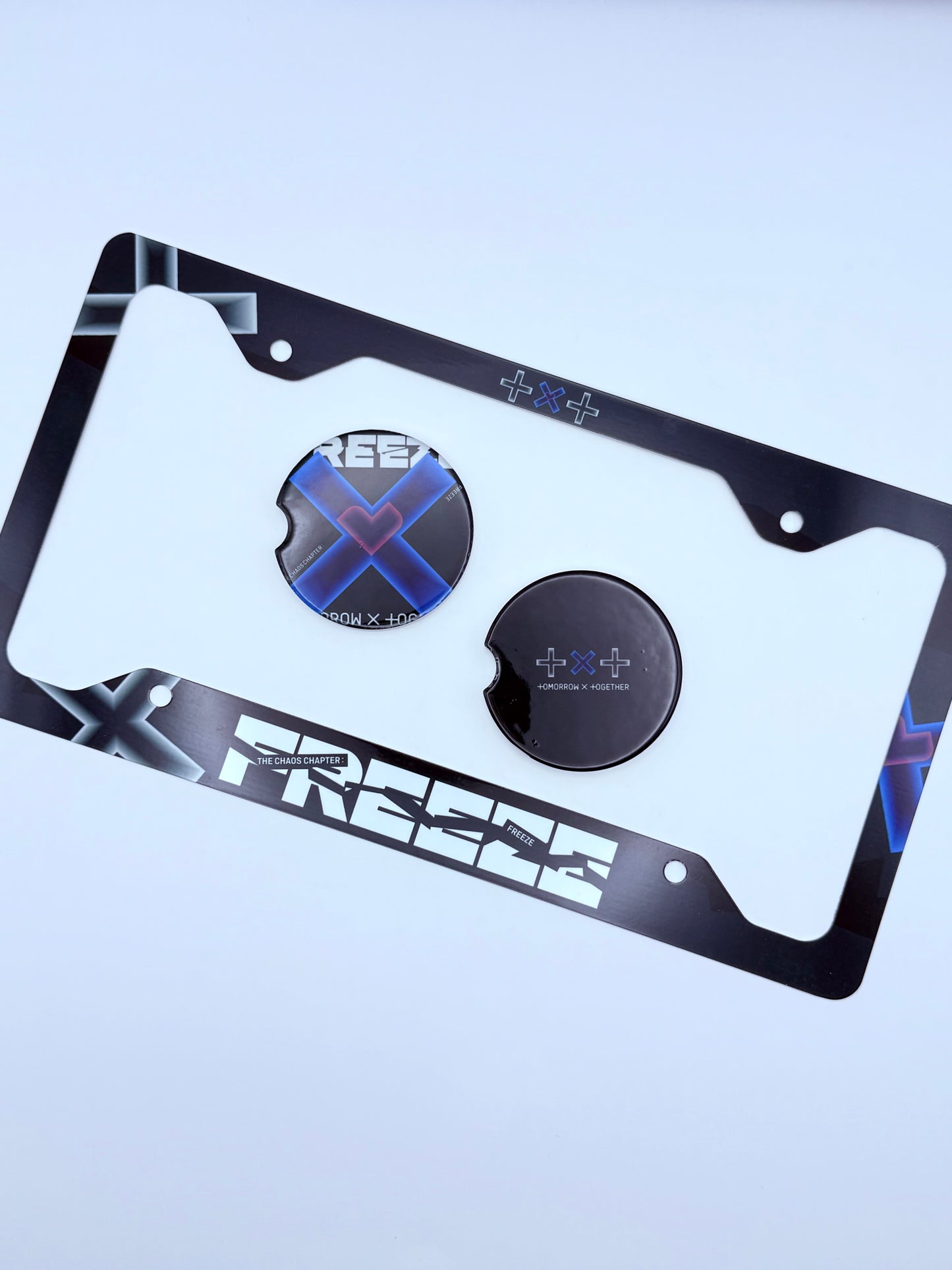 Tomorrow x Together The Chaos Chapter: Freeze Inspired License Plate Frame & Car Coaster Bundle