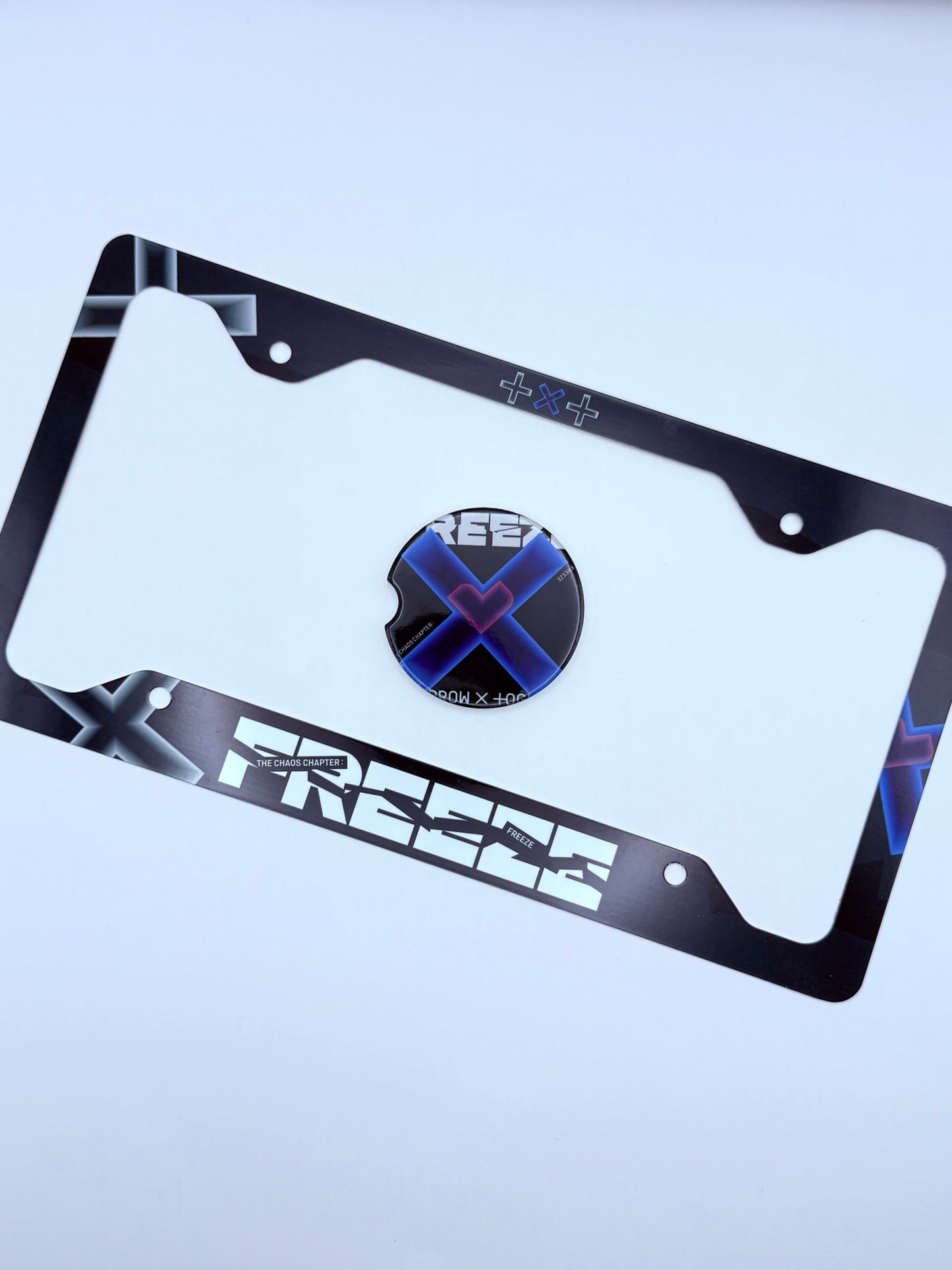 Tomorrow x Together The Chaos Chapter: Freeze Inspired License Plate Frame & Car Coaster Bundle