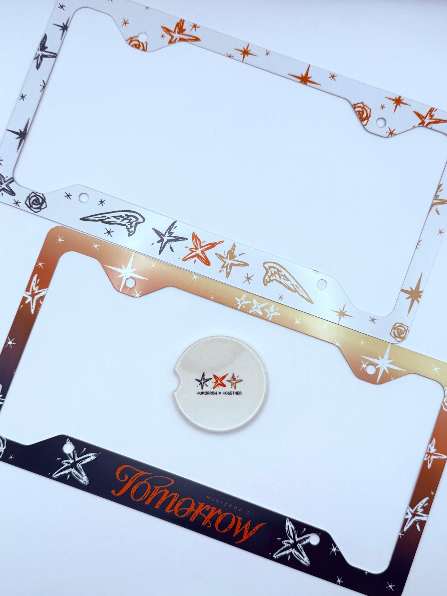 Tomorrow x Together minisode 3: Tomorrow Inspired License Plate Frame & Car Coaster Bundle