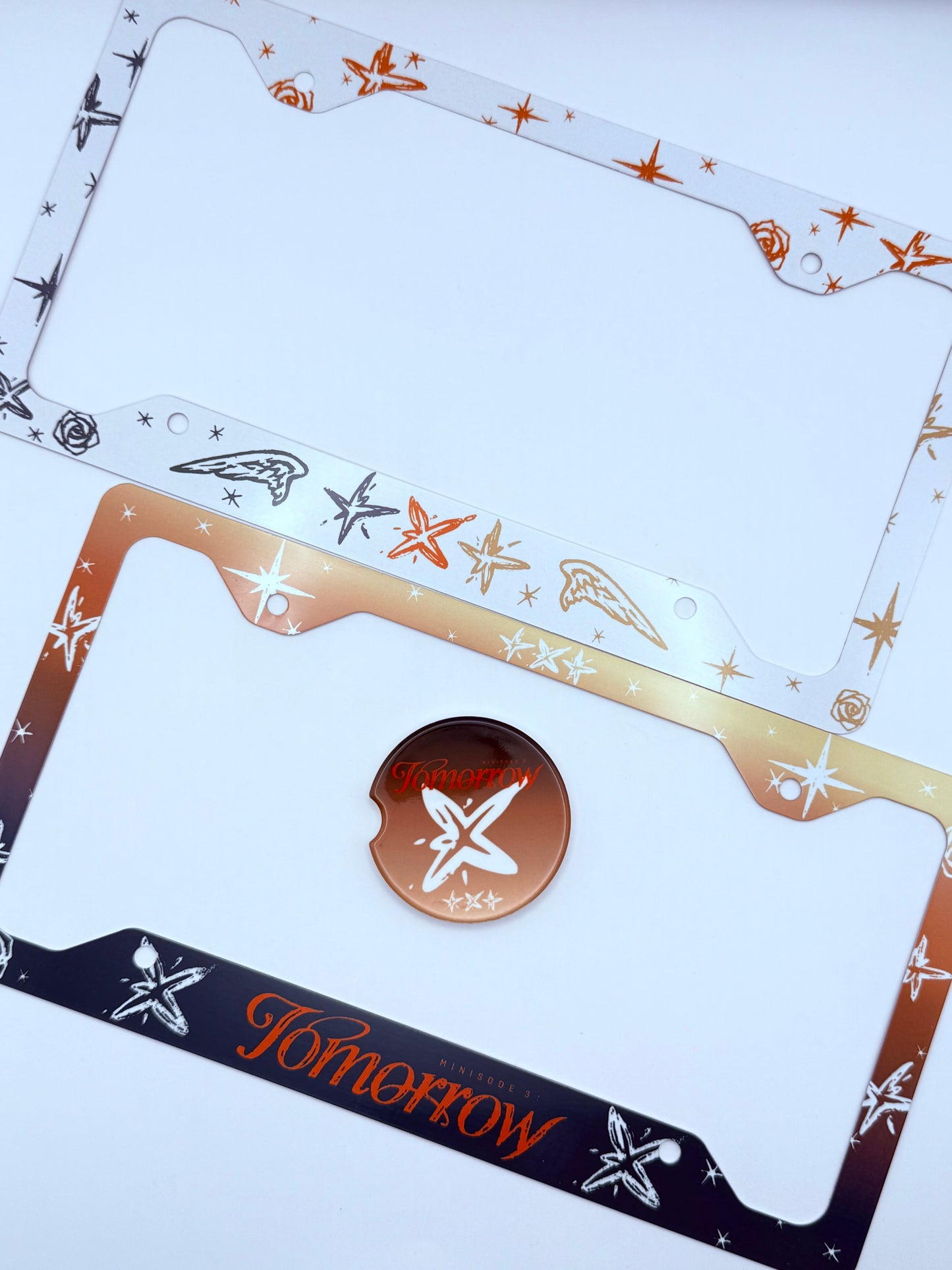 Tomorrow x Together minisode 3: Tomorrow Inspired License Plate Frame & Car Coaster Bundle