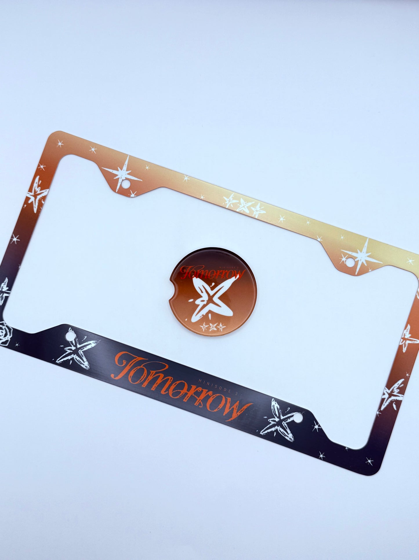 Tomorrow x Together minisode 3: Tomorrow Inspired License Plate Frame & Car Coaster Bundle