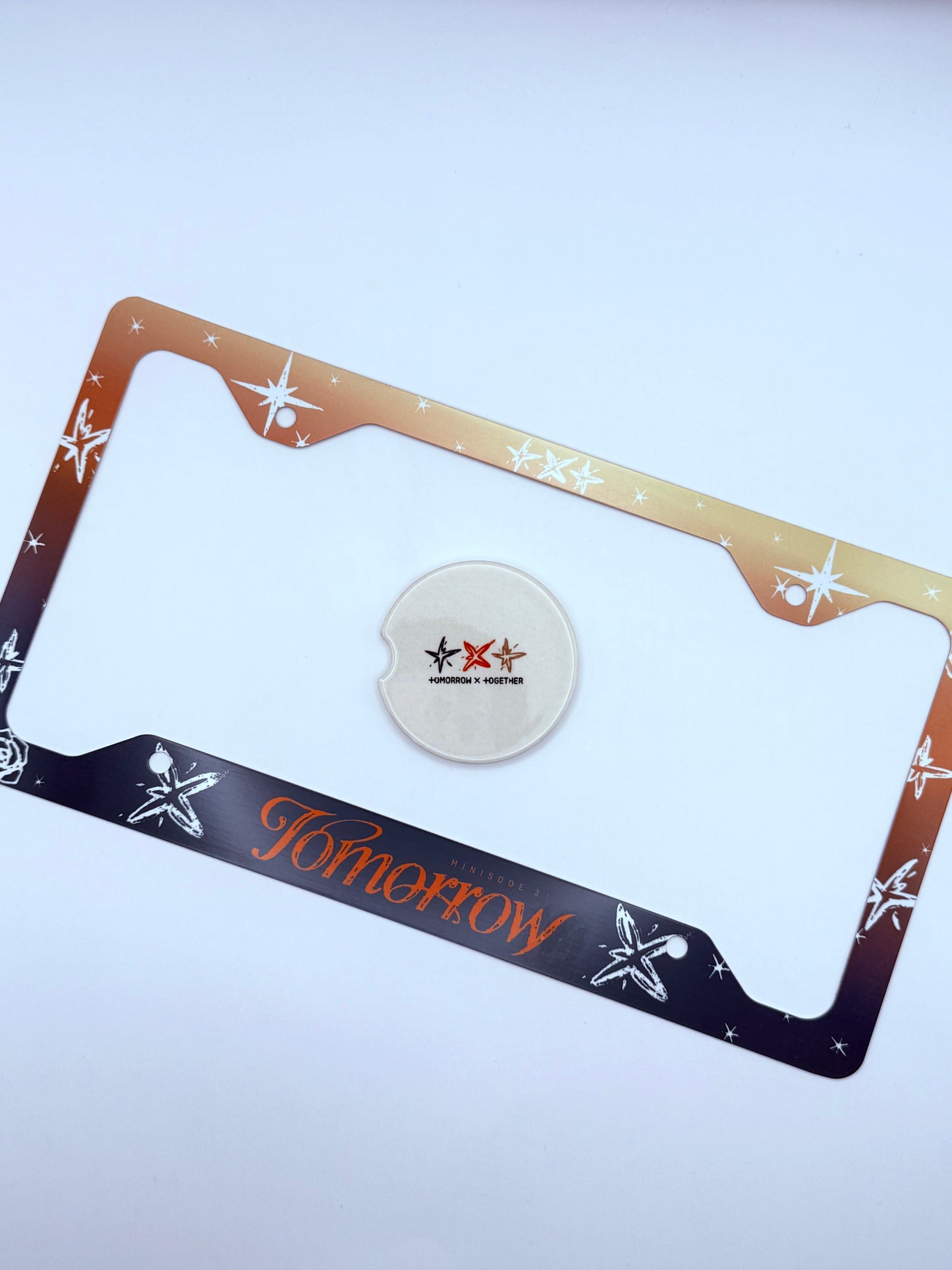 Tomorrow x Together minisode 3: Tomorrow Inspired License Plate Frame & Car Coaster Bundle