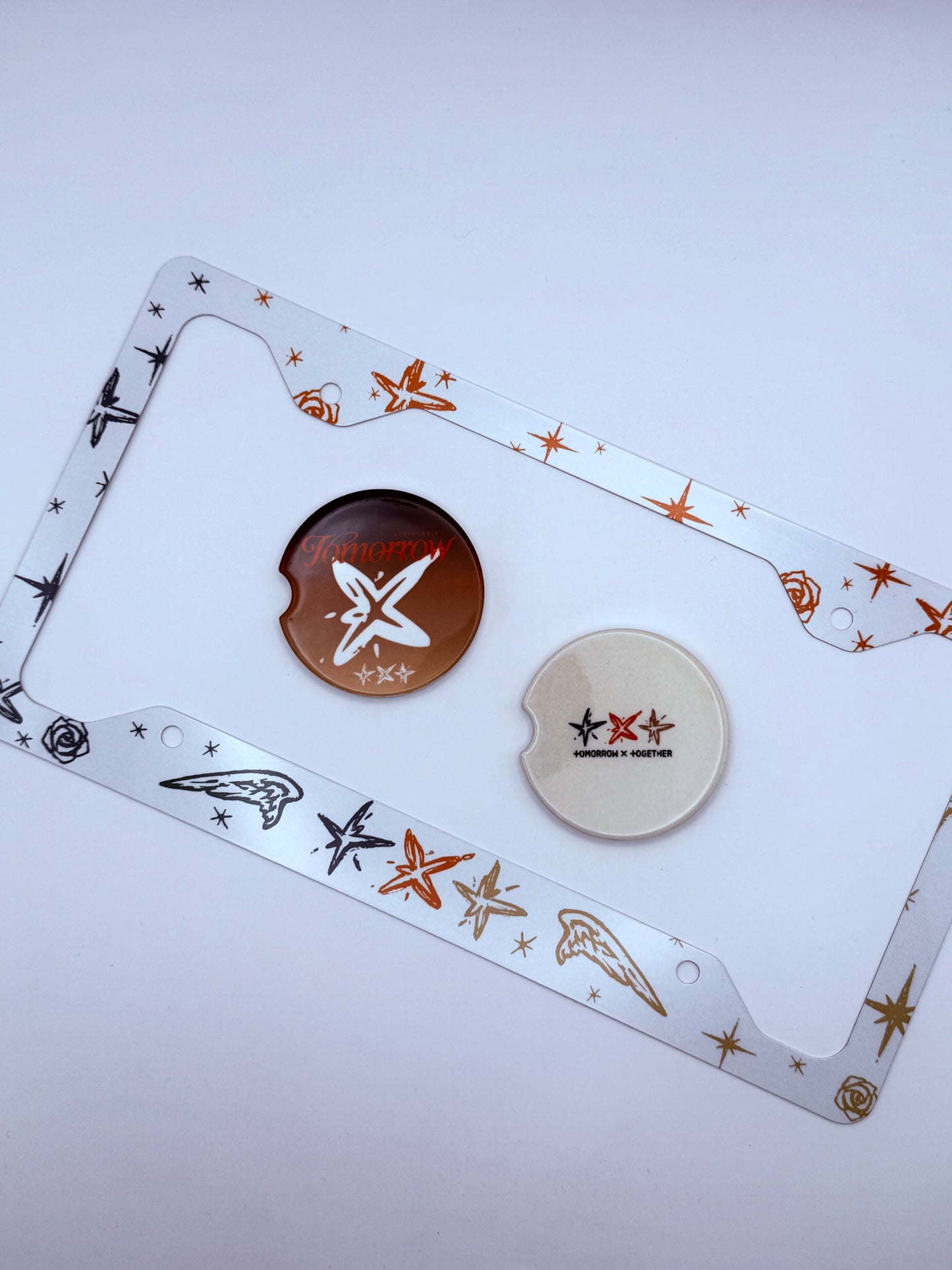 Tomorrow x Together minisode 3: Tomorrow Inspired License Plate Frame & Car Coaster Bundle