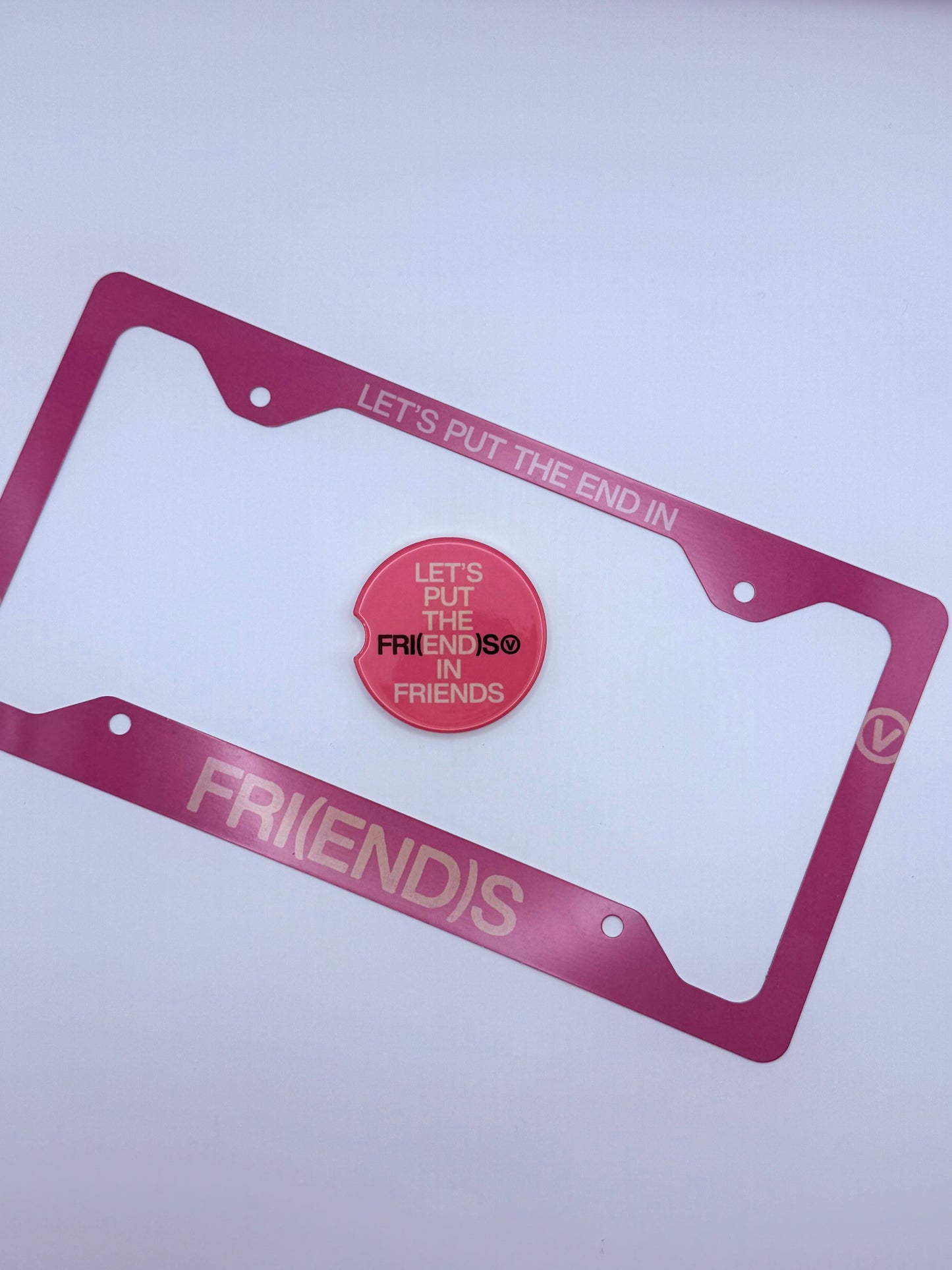 BTS V/Taehyung FRI(END)S Inspired License Plate Frame & Car Coaster Bundle