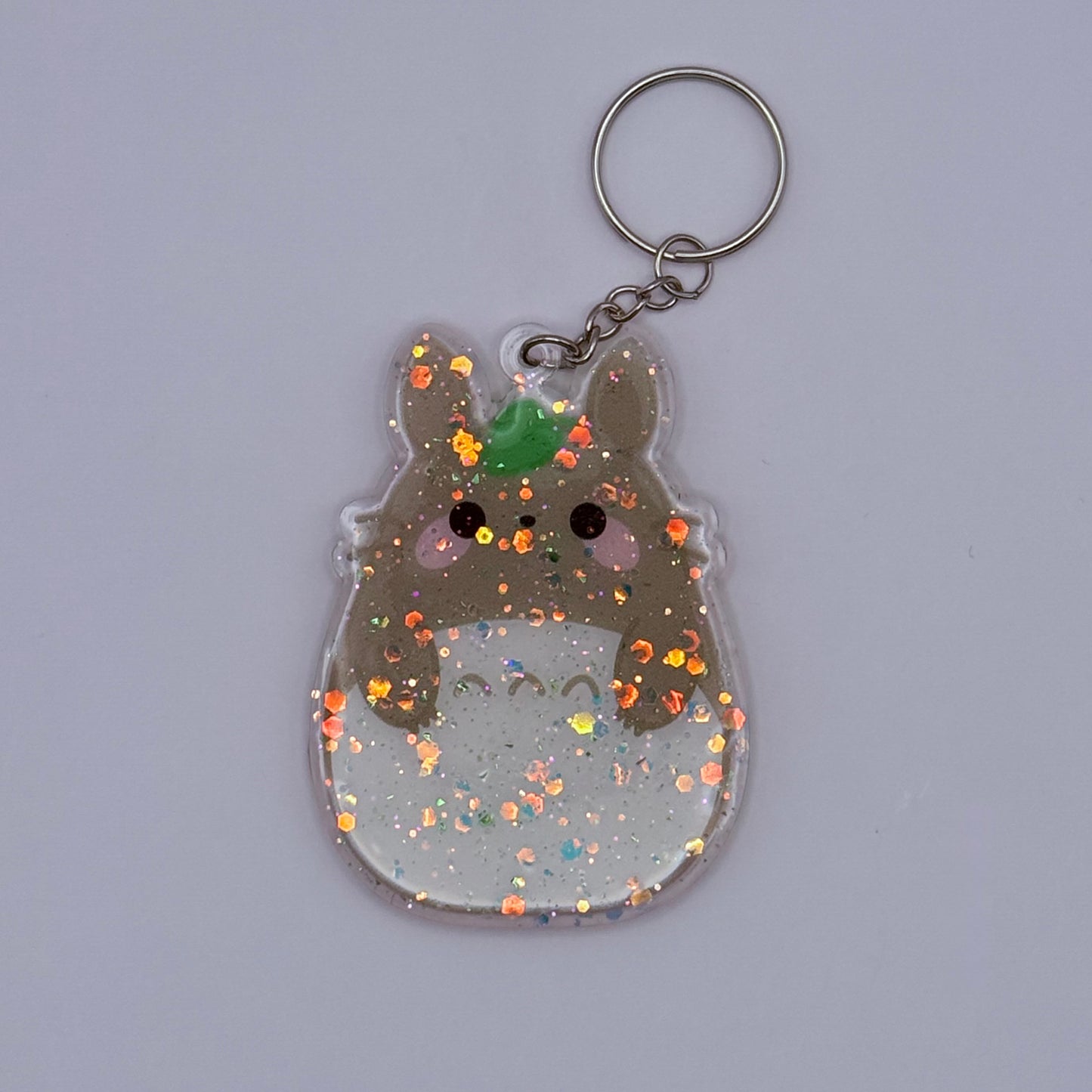 Totoro Double-Sided Resin Glitter Acrylic Keychain