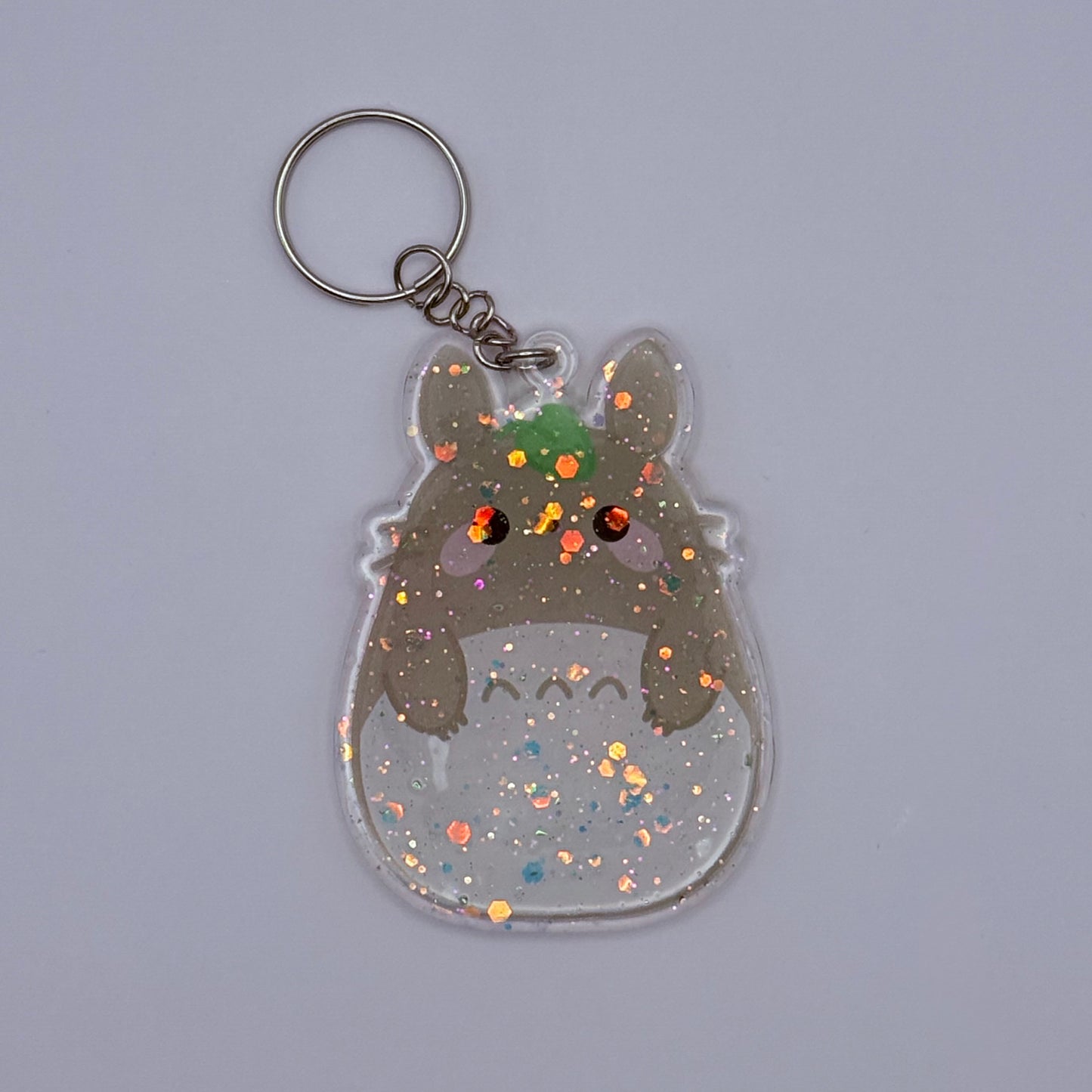 Totoro Double-Sided Resin Glitter Acrylic Keychain