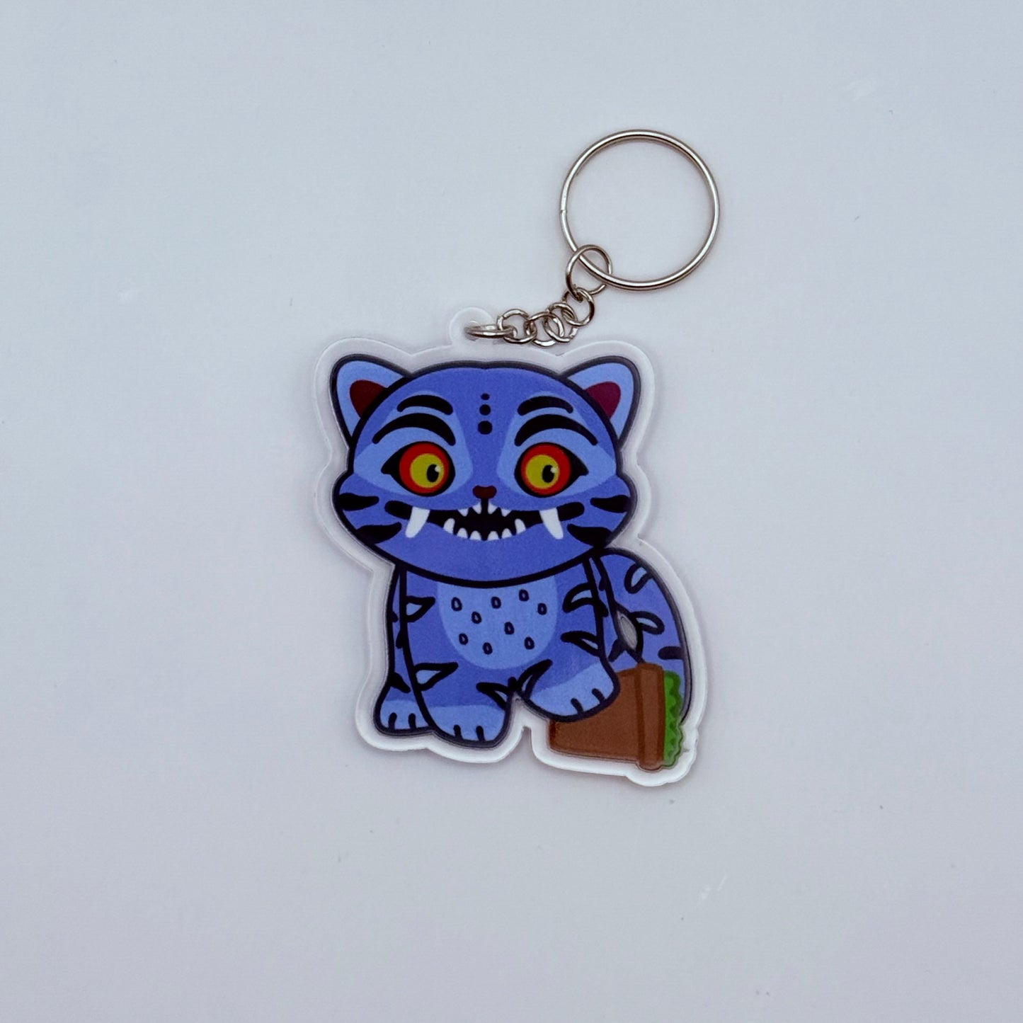 Derpy Demon Tiger with a Flower Pot Double-Sided Acrylic Keychain