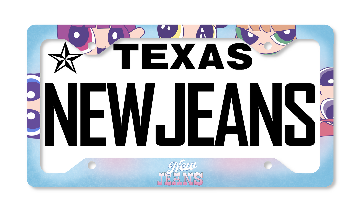 NewJeans x Powerpuff Girls Get Up Themed License Plate Frame