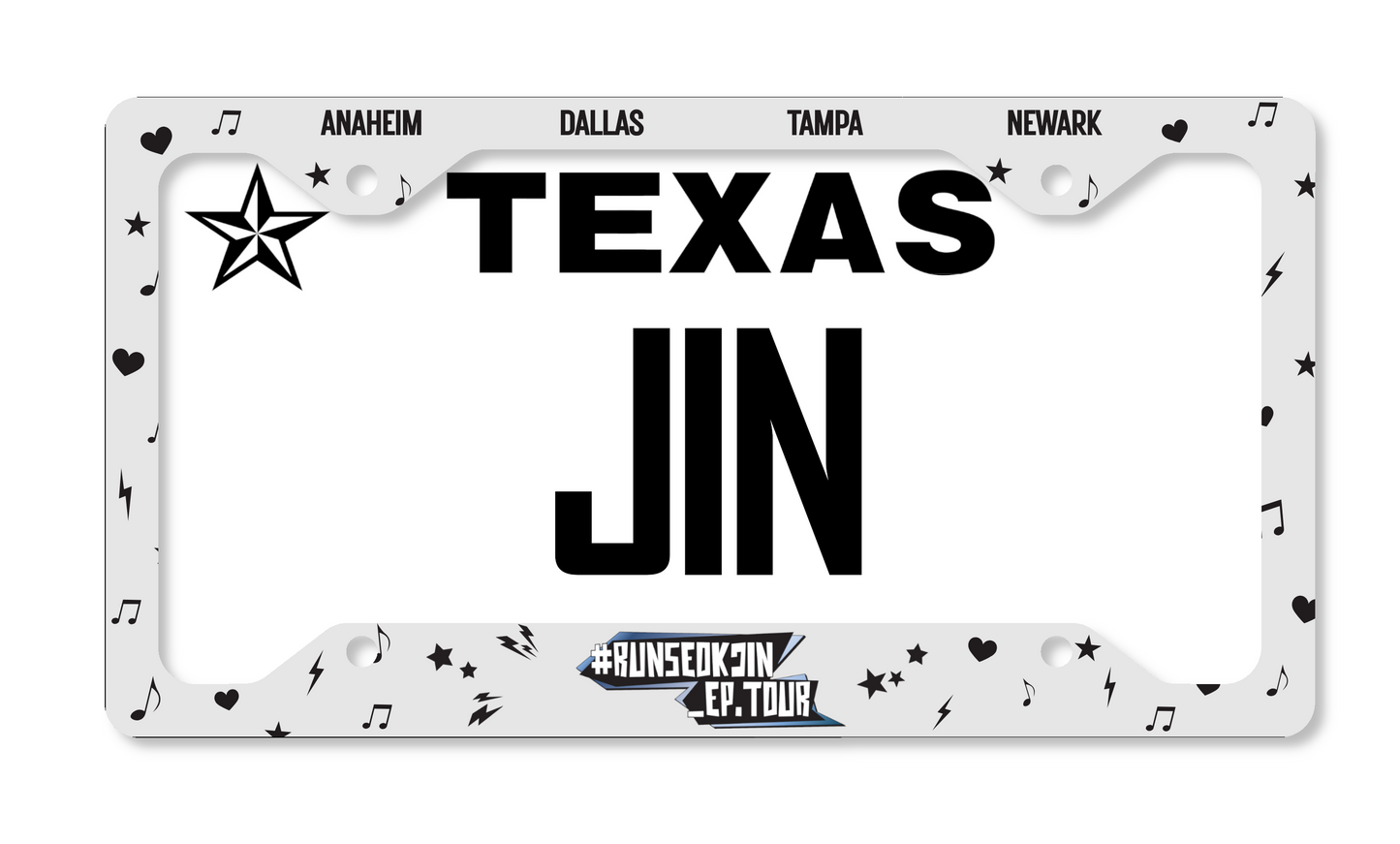 BTS Jin #RUNSEOKJIN_EP TOUR Inspired License Plate Frame