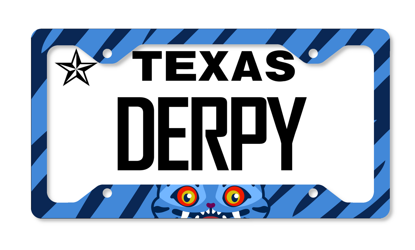 Derpy Demon Tiger Themed License Plate Frame