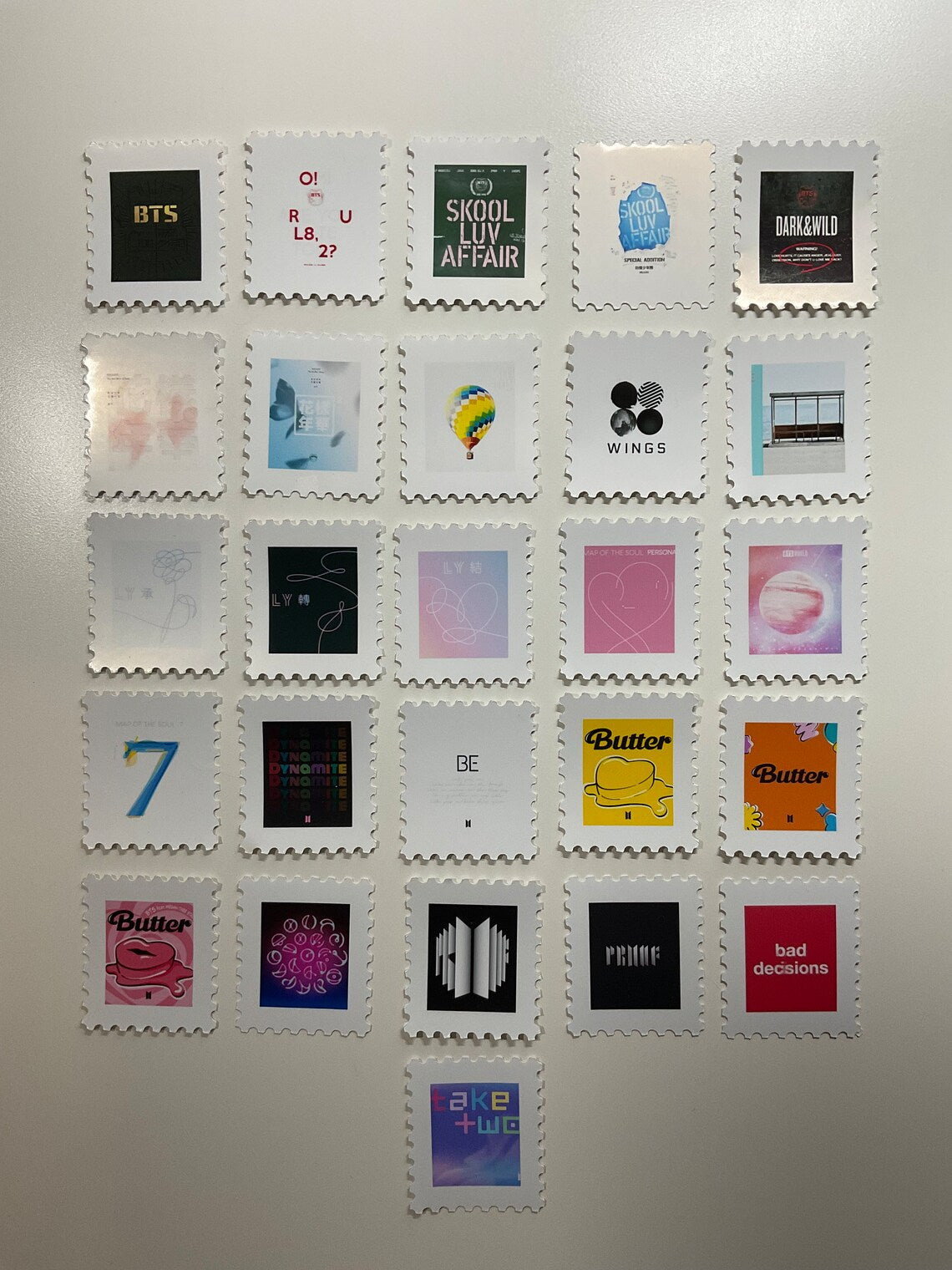 BTS Korean/Japanese Discography Inspired Stamps