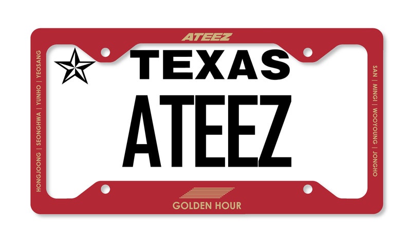 ATEEZ Golden Hour License Plate Frame & Car Coaster Bundle