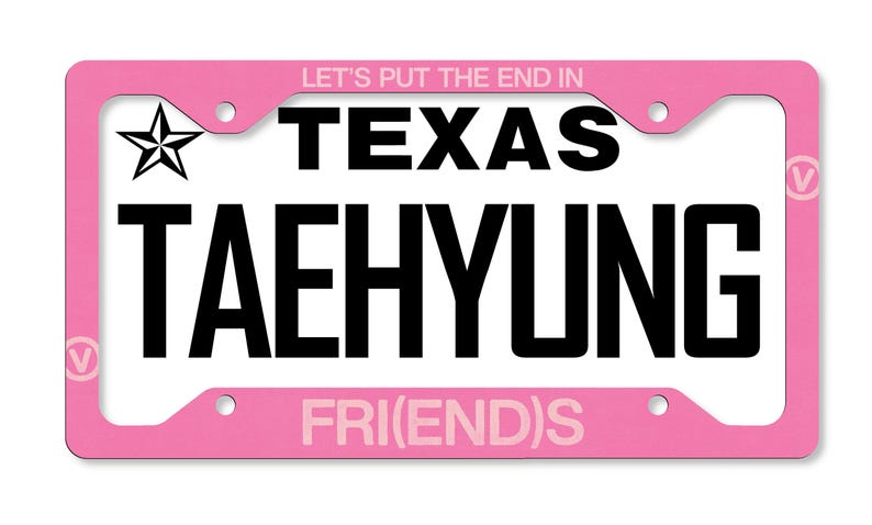 BTS V/Taehyung FRI(END)S Inspired License Plate Frame & Car Coaster Bundle