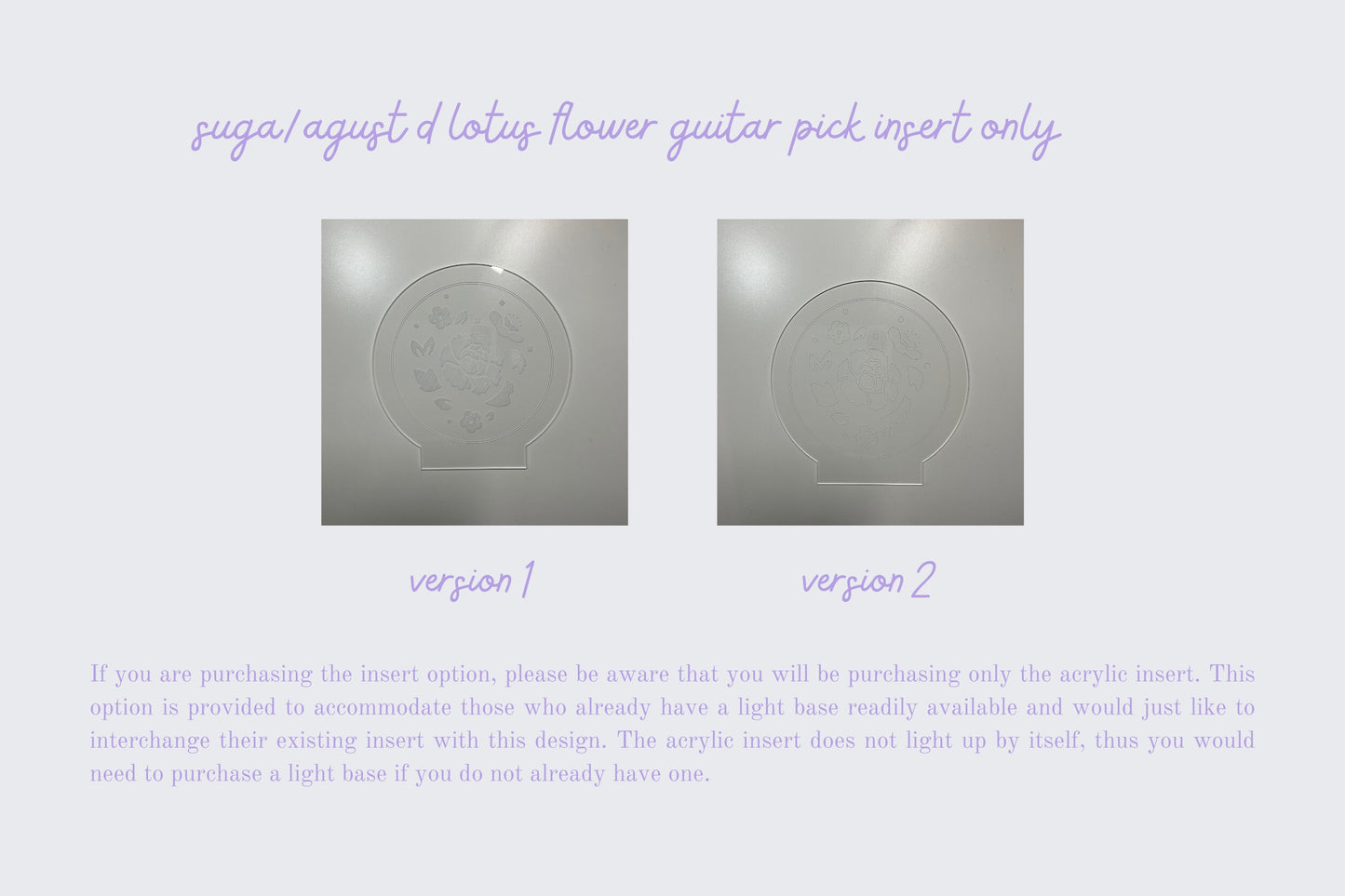 BTS Suga/AGUST D Lotus Flower Guitar Pick LED Night Light