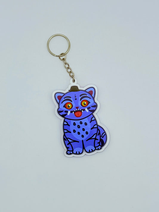 Derpy Demon Tiger with Hat Double-Sided Acrylic Keychain