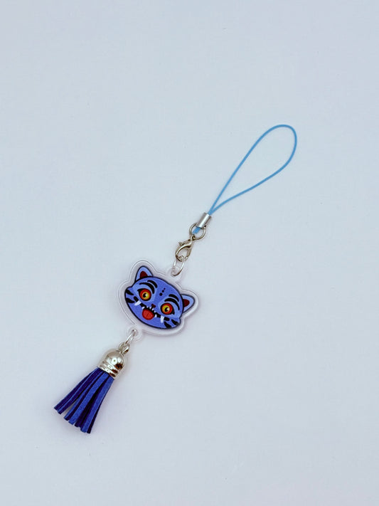 Derpy Demon Tiger Double-Sided Phone Charm with Tassel
