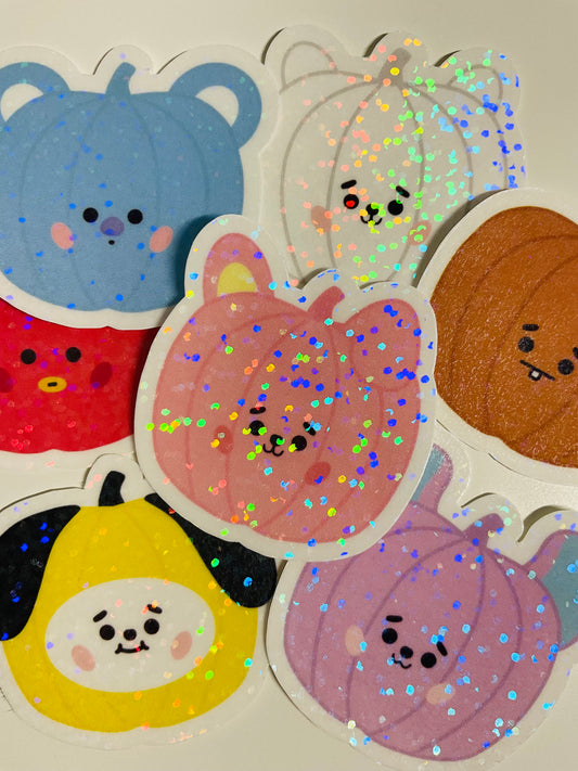 BT21 Pumpkin Themed Holographic Sticker