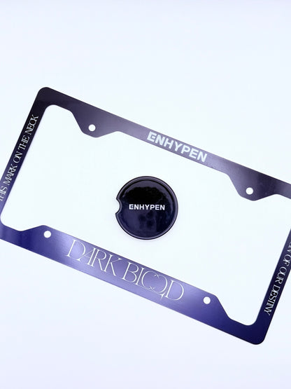 ENHYPEN Dark Blood Inspired License Plate Frame & Car Coaster Bundle