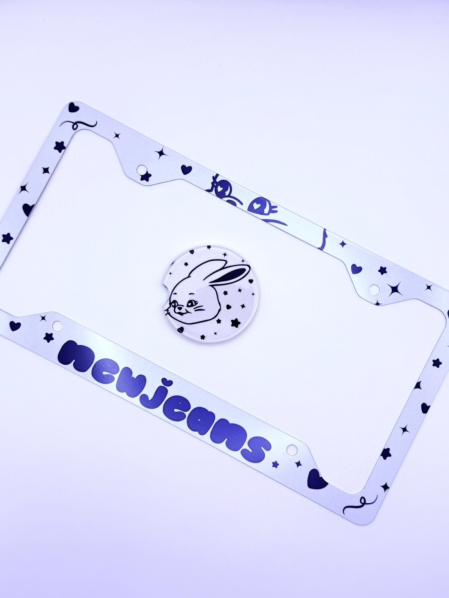 Cute NewJeans Inspired License Plate Frame & Car Coaster Bundle