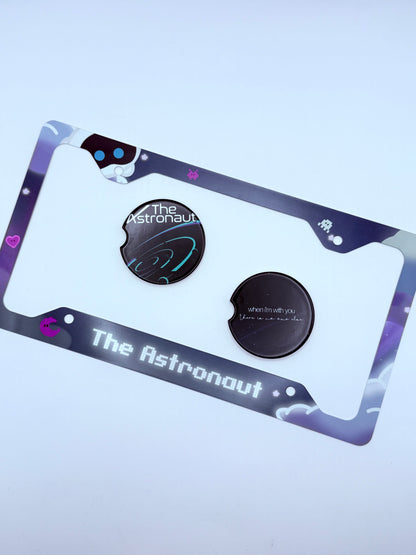 BTS Jin The Astronaut License Plate Frame & Car Coaster Bundle