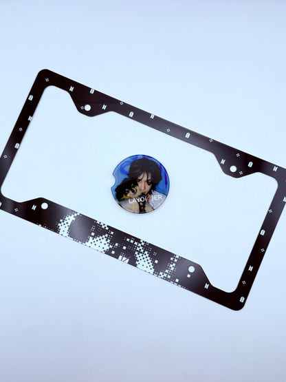 BTS V LAYO(V)ER Inspired License Plate Frame & Car Coaster Bundle
