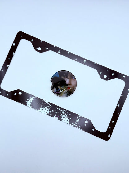 BTS V LAYO(V)ER Inspired License Plate Frame & Car Coaster Bundle
