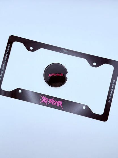 Stray Kids Rockstar Inspired License Plate Frame & Car Coaster Bundle
