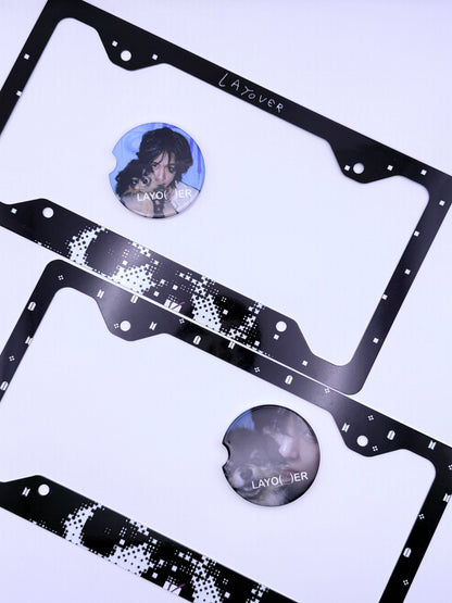 BTS V LAYO(V)ER Inspired License Plate Frame & Car Coaster Bundle