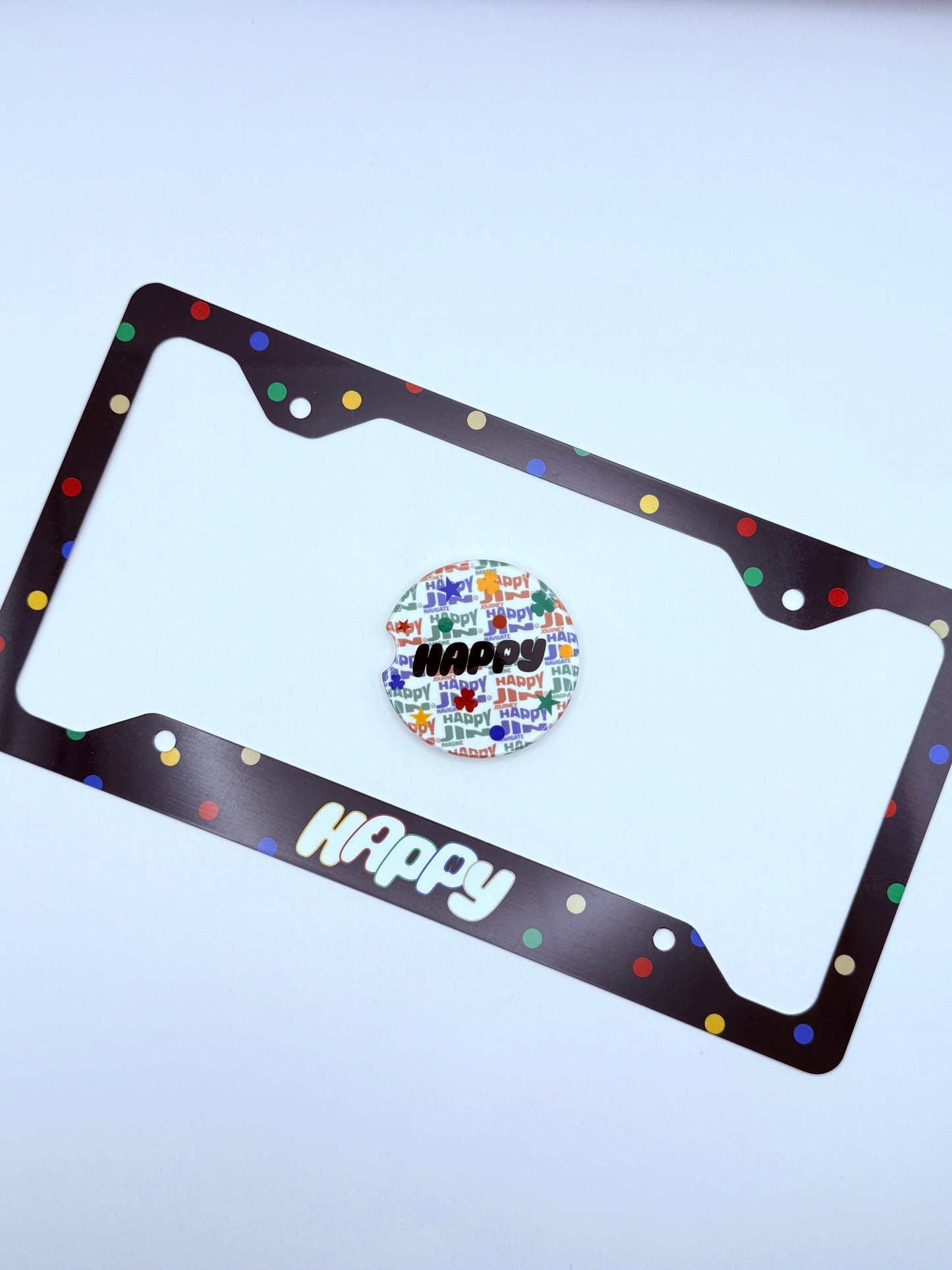 BTS Jin Happy Inspired License Plate Frame & Car Coaster Bundle