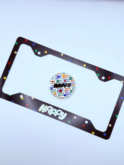 BTS Jin Happy Inspired License Plate Frame & Car Coaster Bundle