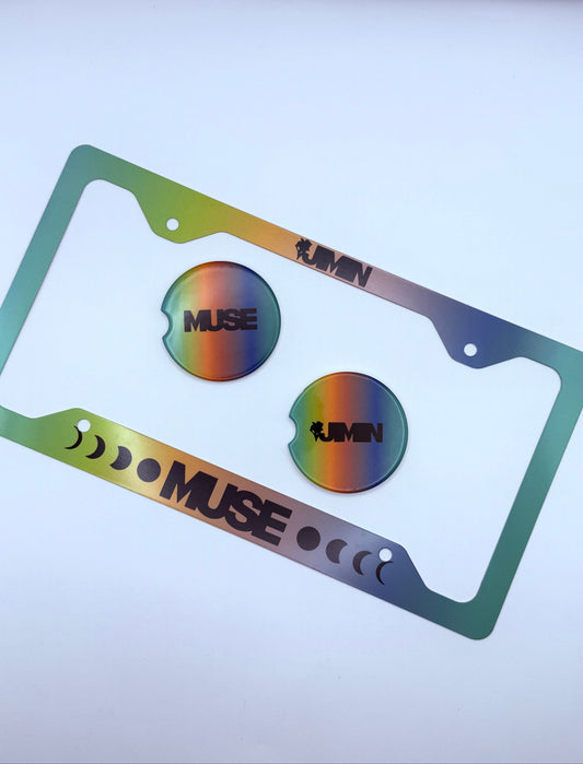 BTS Jimin Muse Inspired License Plate Frame & Car Coaster Bundle