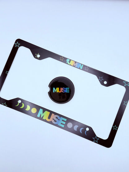 BTS Jimin Muse Inspired License Plate Frame & Car Coaster Bundle