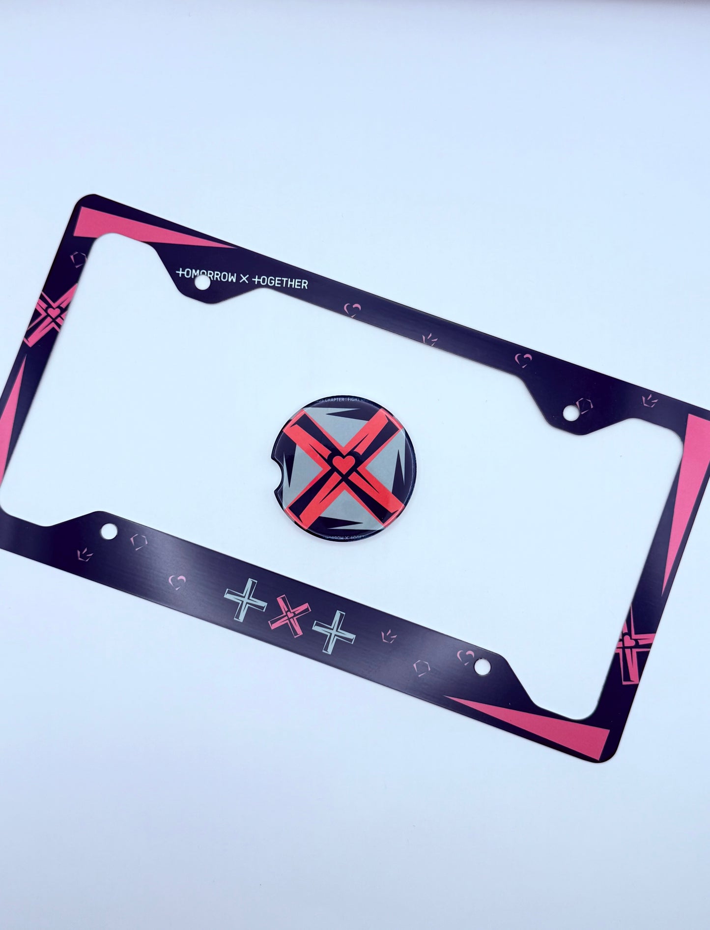 Tomorrow x Together The Chaos Chapter: Fight or Escape Inspired License Plate Frame & Car Coaster Bundle