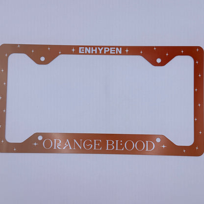 ENHYPEN Orange Blood Inspired License Plate Frame & Car Coaster Bundle