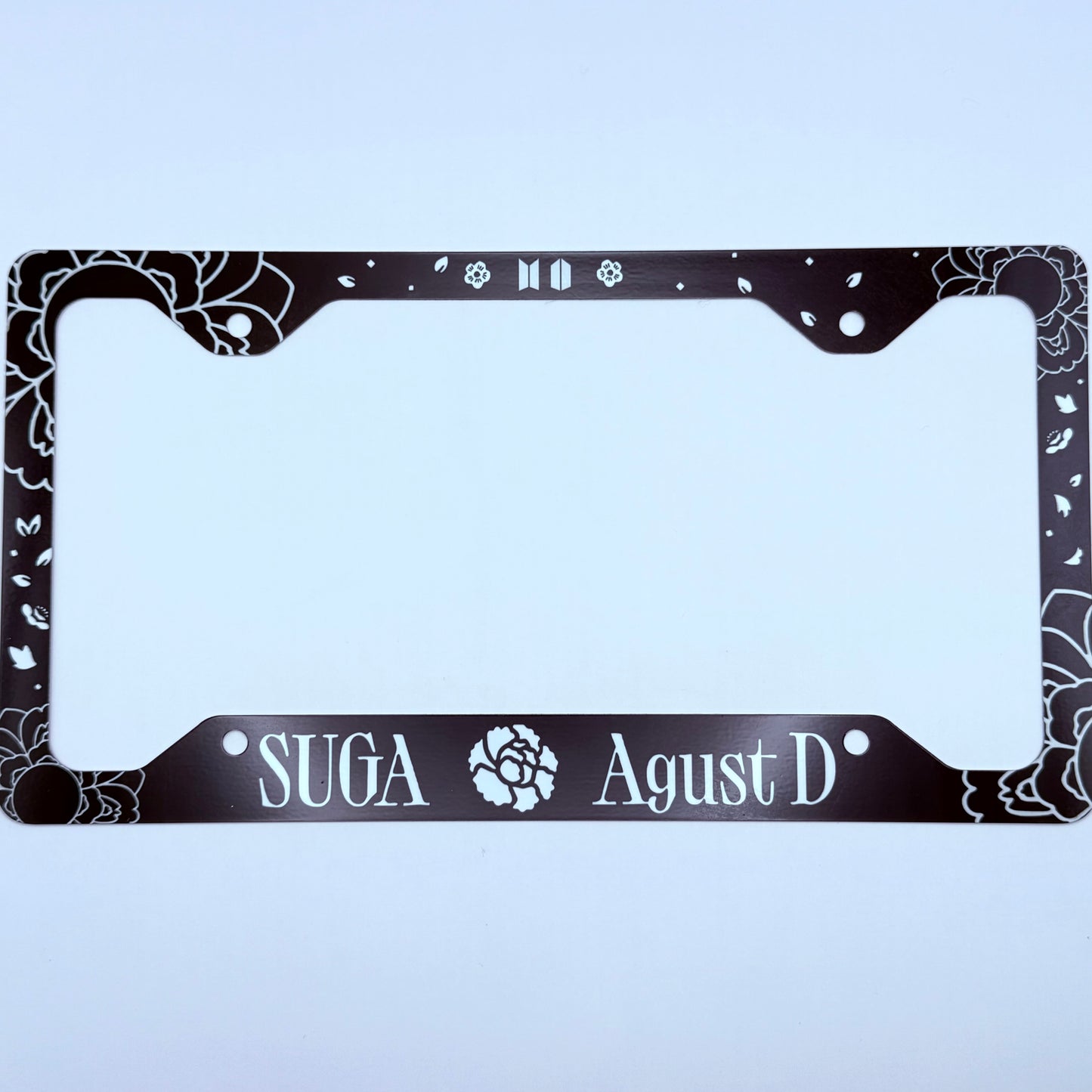 BTS SUGA/AGUST D Lotus Flower Inspired License Plate Frame & Car Coaster Bundle